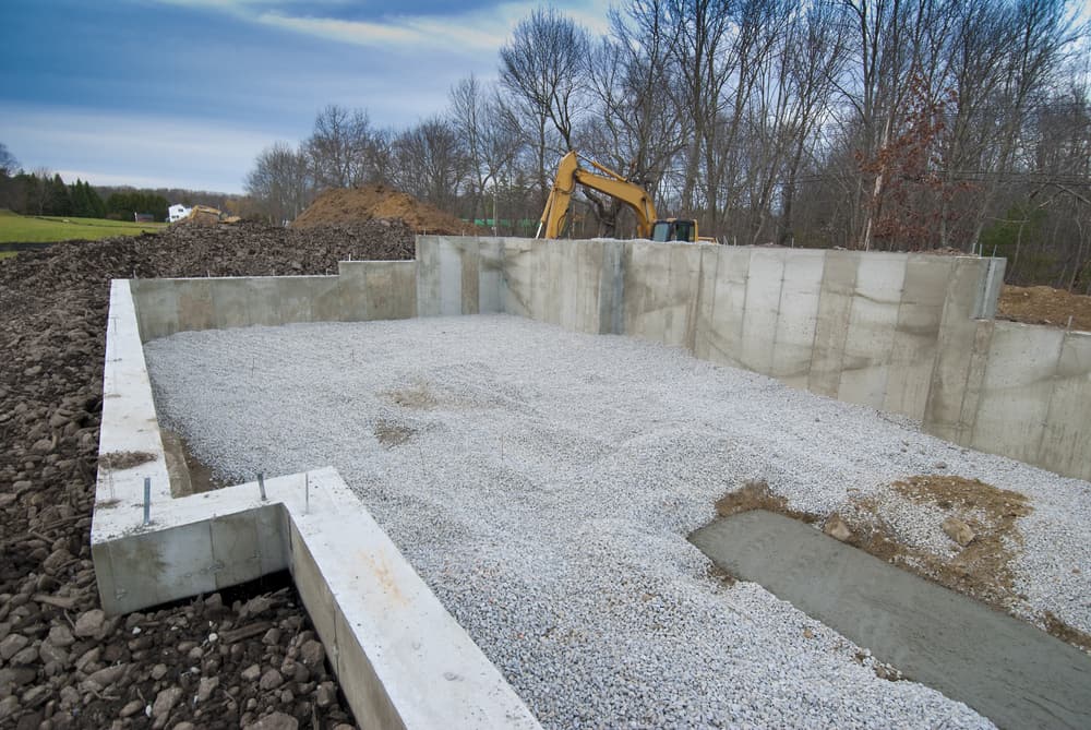 Newly constructed concrete foundation to build a new home